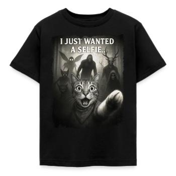 Selfie de chat drôle avec Alien et Bigfoot - T-shirt Enfant - noir - Devant - AI Model Kid Female (0cm)