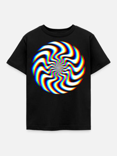 Glitch Spirale – Optische Täuschung - Kinder T-Shirt - Schwarz