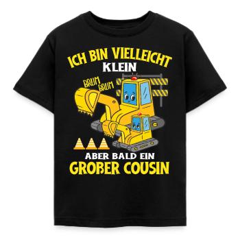 Soon a Big Cousin Excavator - Kids' T-Shirt - black - Front - AI Model Kid Female (0cm)