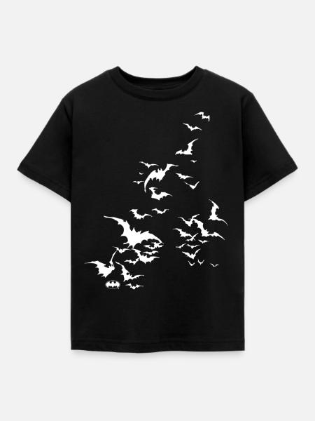 Batman Fledermaus Schwarm weiß - Kinder T-Shirt - Schwarz