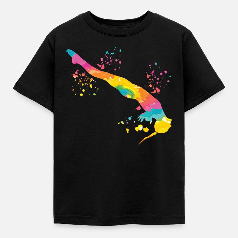 Turmspringen Synchronspringen Kunstspringen - Kinder T-Shirt - Schwarz