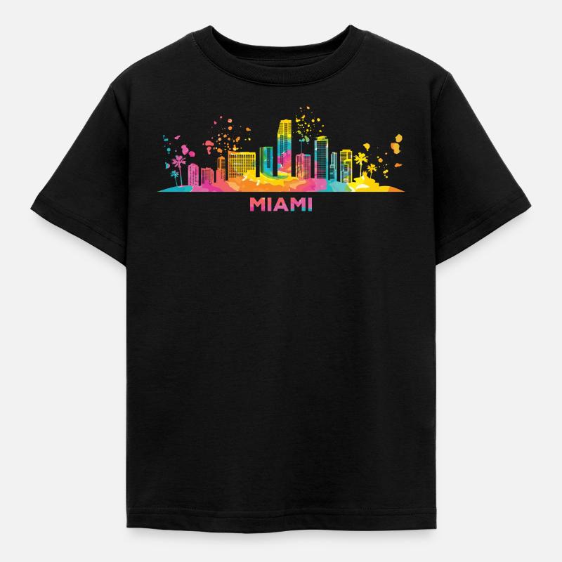 Miamian Skyline Miami - Kinder T-Shirt - Schwarz