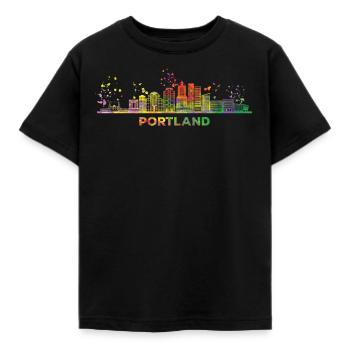 Portlander Skyline Portland - Kids' T-Shirt - black - Front - AI Model Kid Female (0cm)
