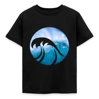 Welle Wellen - Kinder T-Shirt - Schwarz - Vorne - AI Model Kid Female (0cm)