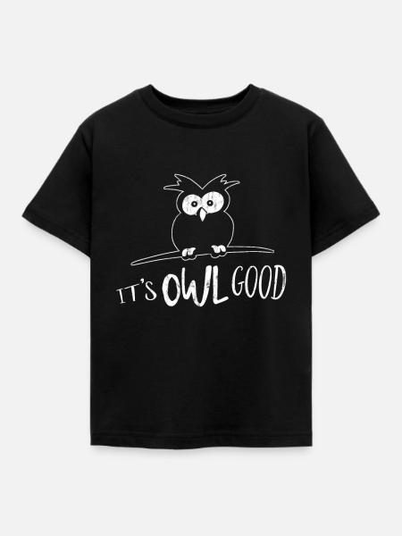 It's OWL Good Vibes Easy Going coole Eule Geschenk - Kinder T-Shirt - Schwarz