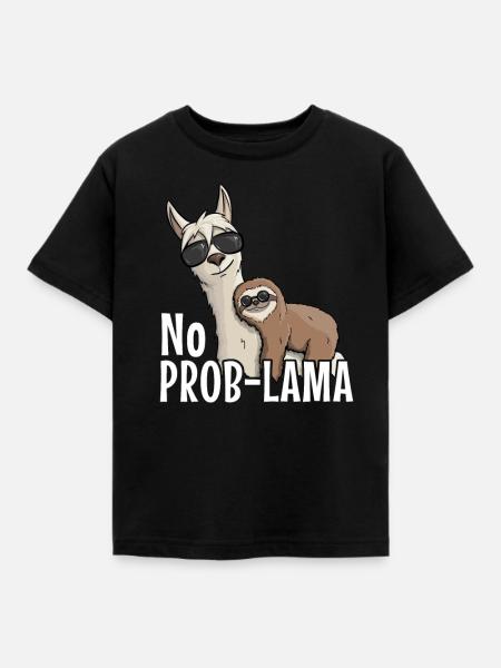 No Prob-Lama Kein Problem Faultier Lama Hipster - Kinder T-Shirt - Schwarz