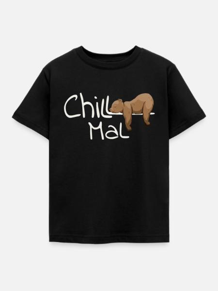 Chill Mal | schläfriger gechillter Grizzly Bär - Kinder T-Shirt - Schwarz