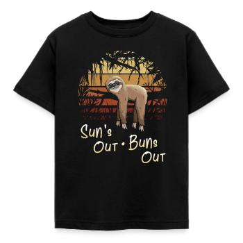 Sun's Out Buns Out Rétro Jungle Chill Sloth - T-shirt Enfant - noir - Devant - AI Model Kid Female (0cm)
