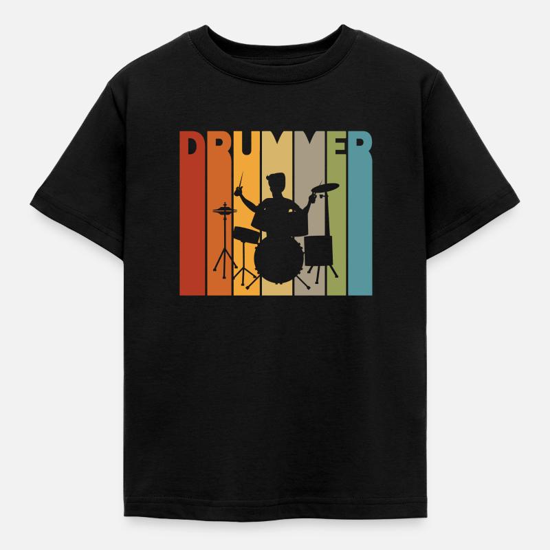 Drummer Drummer Drummer Retro Gift - Kids' T-Shirt - black