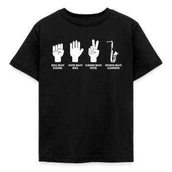 Saxophon - Kinder T-Shirt - Schwarz - Vorne - AI Model Kid Female (0cm)
