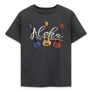 Ukulélés Aloha Cartoon Hawaii Uke Lifestyle - T-shirt Enfant - charbon - Devant - AI Model Kid Female (0cm)