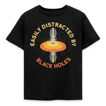 Easily Distracted By Black Holes - Schwarzes Loch - Kinder T-Shirt - Schwarz - Vorne - AI Model Kid Female (0cm)