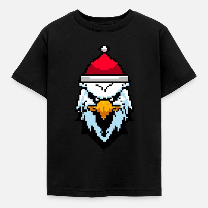 Aigle pixelisé Noël - Drôles d’aigles - T-shirt Enfant - noir