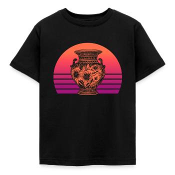 Pottery Vase Sunset - Pottery Ceramist - Kids' T-Shirt - black - Front - AI Model Kid Female (0cm)