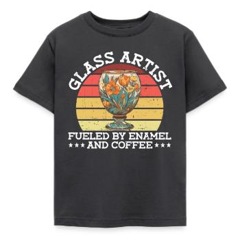 Glaskünstler, angetrieben von Emaille und Kaffee - - Kinder T-Shirt - Dunkelgrau - Vorne - AI Model Kid Female (0cm)