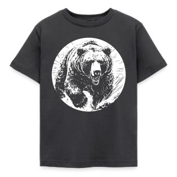 Grizzly Bear Brown Bear - Kids' T-Shirt - dark grey - Front - AI Model Kid Female (0cm)