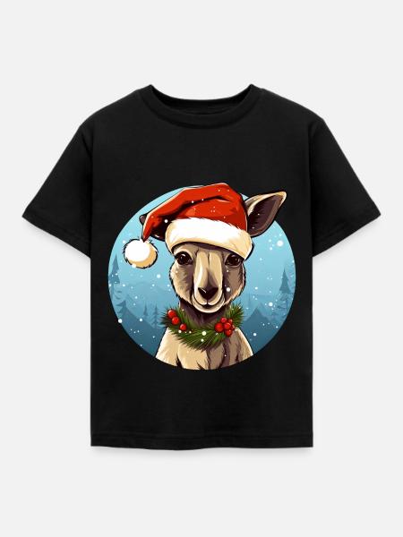 Kängurus Weihnachten - Kinder T-Shirt - Schwarz