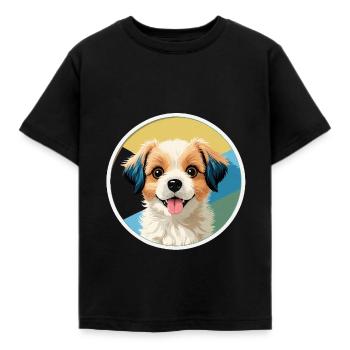 Pfotenliebe – Süßer Hund für kleine Tierfreunde - Kinder T-Shirt - Schwarz - Vorne - AI Model Kid Female (0cm)