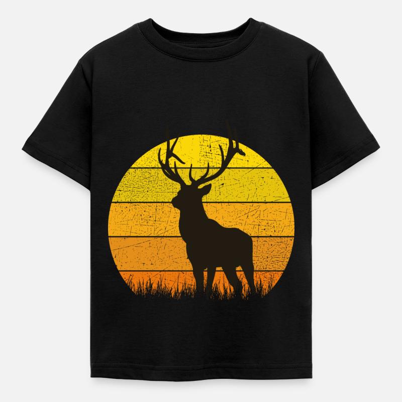 Hirsch - Kinder T-Shirt - Schwarz