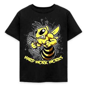 Hard Work Works Fitness Gym Bee - Kids' T-Shirt - black - Front - AI Model Kid Female (0cm)