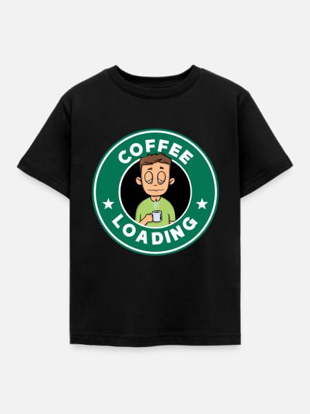 coffee loading - Kinder T-Shirt - Schwarz