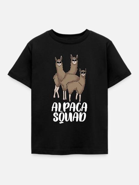 Alpaka Kader Geschenk - Kinder T-Shirt - Schwarz