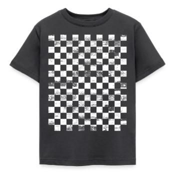 chessboard Grunged - Kids' T-Shirt - dark grey - Front - AI Model Kid Female (0cm)