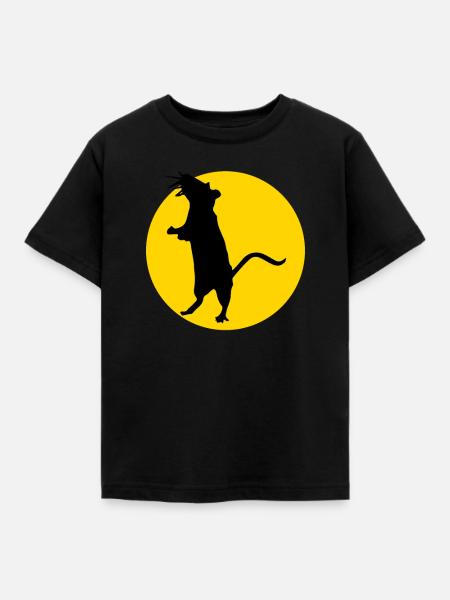 rat and moon - Kinder T-Shirt - Schwarz