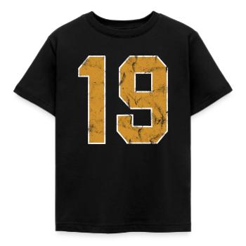 Zahl 19 Geburtstag - T-Shirt Baseball-Style - Kinder T-Shirt - Schwarz - Vorne - AI Model Kid Female (0cm)