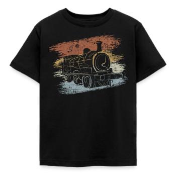 Lokomotive Eisenbahn - Kinder T-Shirt - Schwarz - Vorne - AI Model Kid Female (0cm)