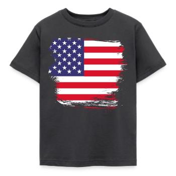 Amerika USA Flagge - Kinder T-Shirt - Dunkelgrau - Vorne - AI Model Kid Female (0cm)