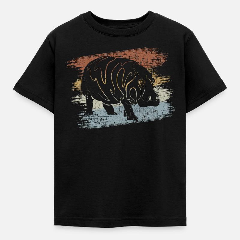Nilpferd - Kinder T-Shirt - Schwarz