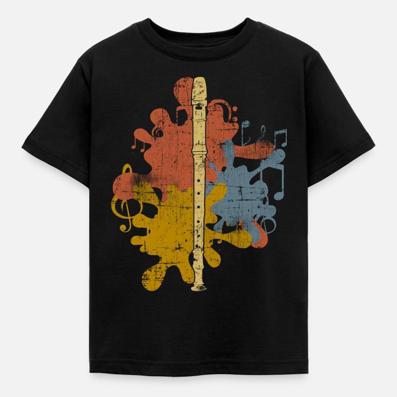 Flöte - Kinder T-Shirt - Schwarz