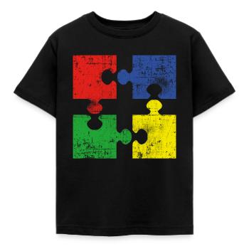 Puzzle - Kids' T-Shirt - black - Front - AI Model Kid Female (0cm)