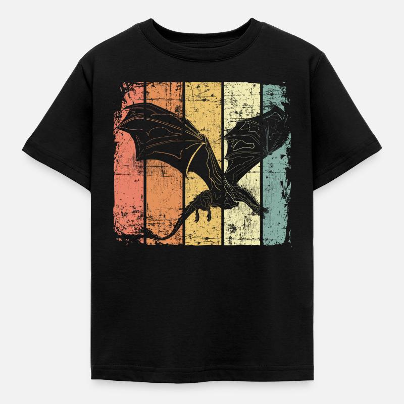 Drache retro - Kinder T-Shirt - Schwarz