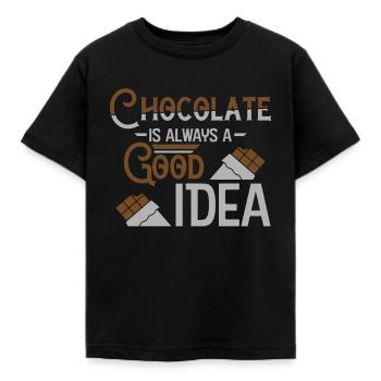 chocolate - Kids' T-Shirt - black - Front - AI Model Kid Female (0cm)