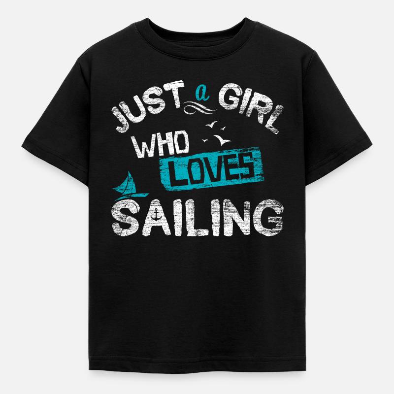 Segeln Mädchen - Kinder T-Shirt - Schwarz
