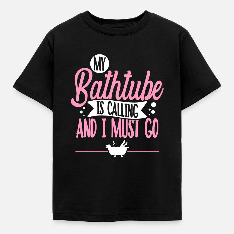 Badewanne - Kinder T-Shirt - Schwarz
