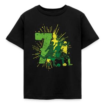 Fußball 7. Geburtstag Kinder 7 Jahre - Kinder T-Shirt - Schwarz - Vorne - AI Model Kid Female (0cm)