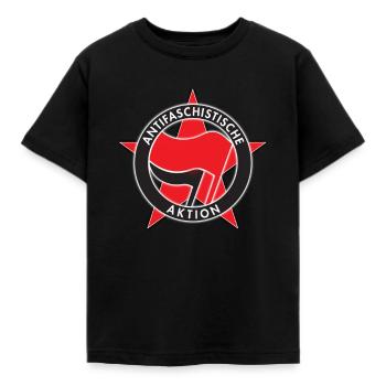 Logo AntiFa étoile rouge - T-shirt Enfant - noir - Devant - AI Model Kid Female (0cm)