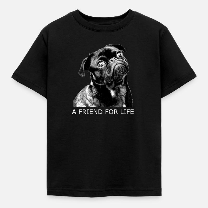 schwarzer Mops Geschenk - Kinder T-Shirt - Schwarz