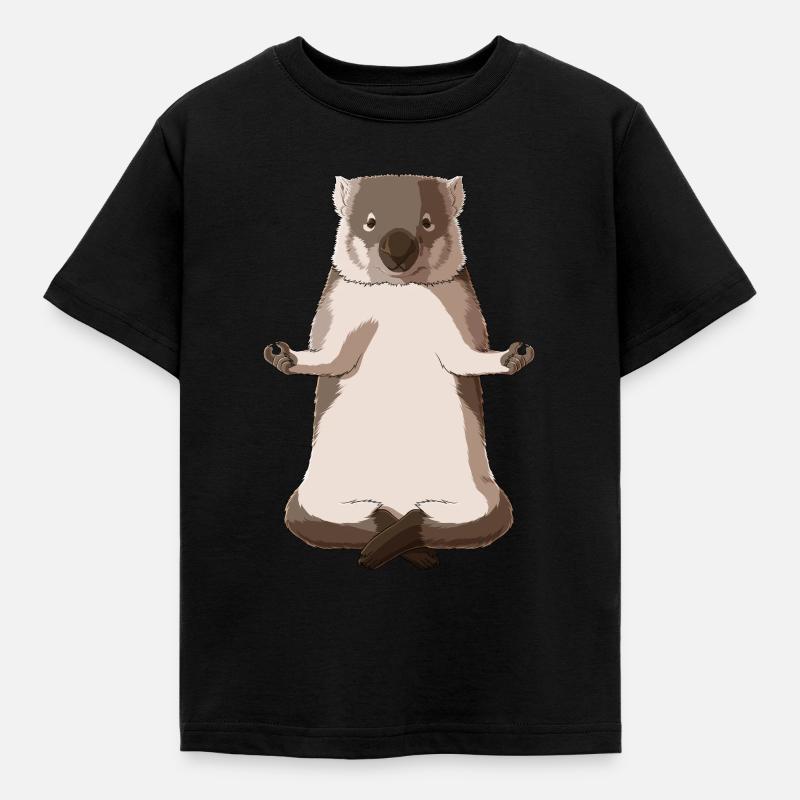 Meditierender Wombat - Kinder T-Shirt - Schwarz