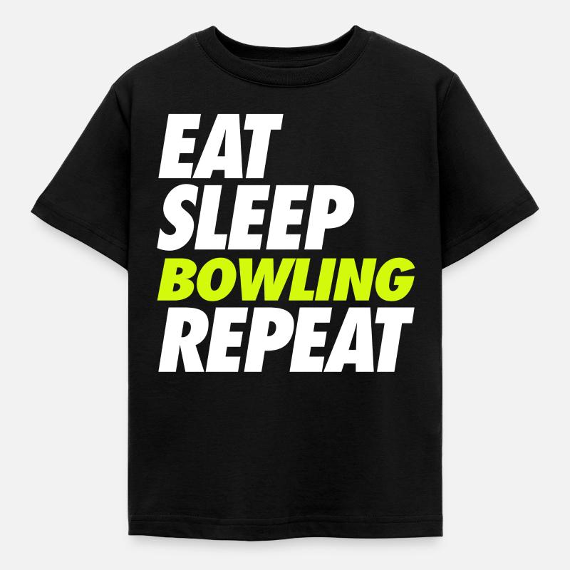 Eat Sleep Bowling Repeat - Kinder T-Shirt - Schwarz