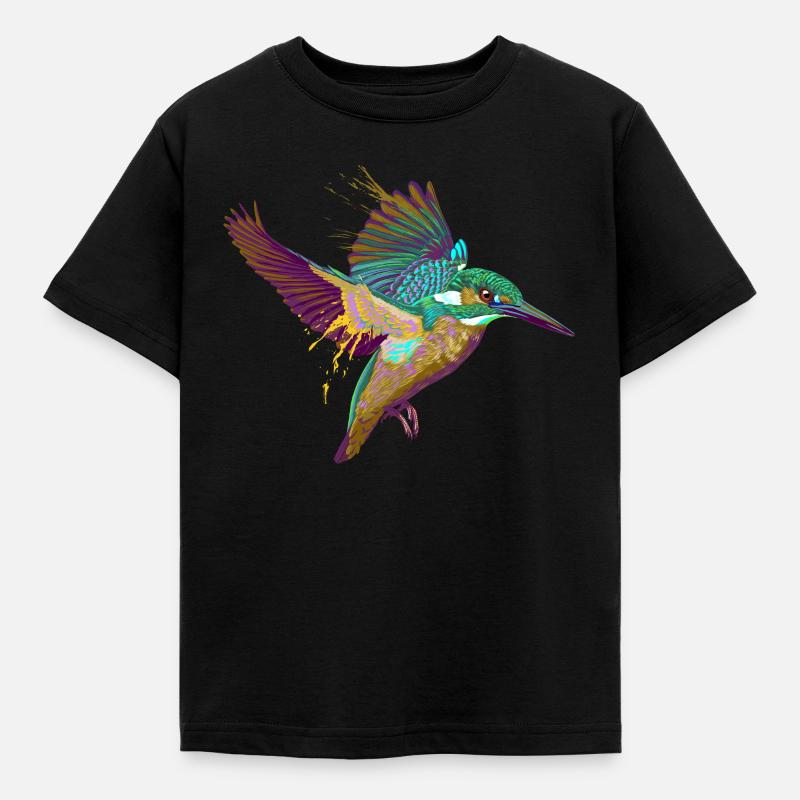 Splash Eisvogel - Kinder T-Shirt - Schwarz