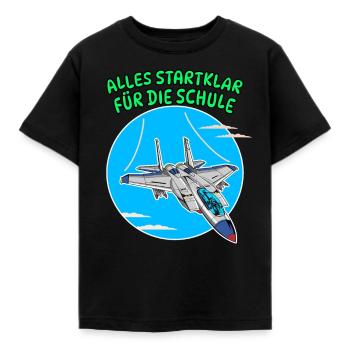 Schulkind Jet, Schulanfänger Grundschule - Kinder T-Shirt - Schwarz - Vorne - AI Model Kid Female (0cm)