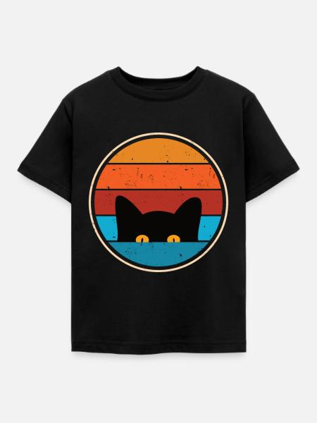 Lustige Katze Blick - Kinder T-Shirt - Schwarz