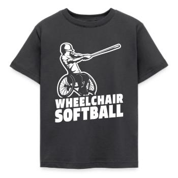 Softball Rollstuhl - Kinder T-Shirt - Dunkelgrau - Vorne - AI Model Kid Female (0cm)