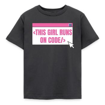 Développeur Coder Programmeur Girl - T-shirt Enfant - charbon - Devant - AI Model Kid Female (0cm)