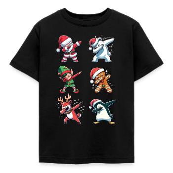 Dabbing Christmas Figurines Dab Christmas - Kids' T-Shirt - black - Front - AI Model Kid Female (0cm)