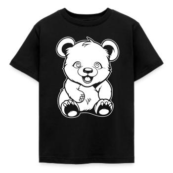 Großer Panda Pandabär Lächelnd - Kinder T-Shirt - Schwarz - Vorne - AI Model Kid Female (0cm)